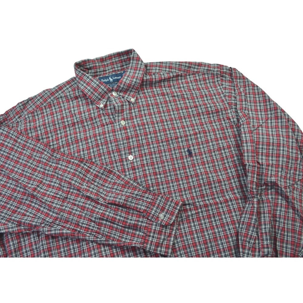 Ralph Lauren Blake Classic Fit Plaid Button Down Pony Shirt Mens‎ XL Red Blue